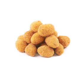 Breadcrumb coated nut pile isolated