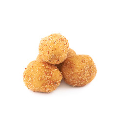 Breadcrumb coated nut pile isolated
