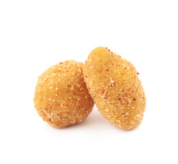 Breadcrumb coated nut pile isolated