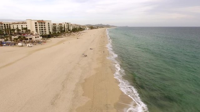 Aerial flyover of a sandy beach - San Jose del Cabo, Mexico