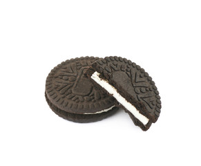 Chocolate cookie with filling isolated