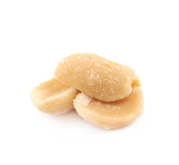 Pile of salted peanuts isolated