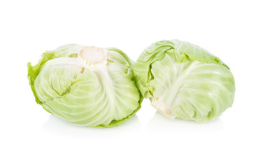 whole fresh cabbage on white background