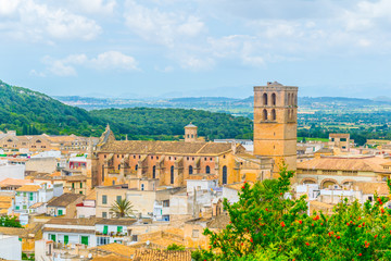Aerial view of Felanitx with Sant Miguel church, Mallorca, Spain © dudlajzov