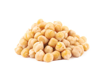 Pile of cooked chick peas isolated