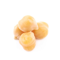 Pile of cooked chick peas isolated