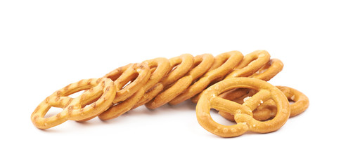 Salted pretzels isolated