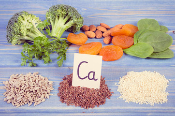 Vintage photo, healthy fod containing calcium and dietary fiber