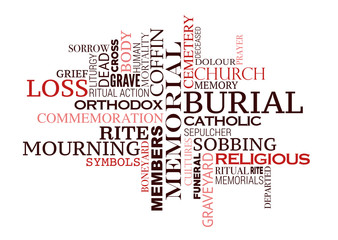 Funeral or burial ceremony word cloud design