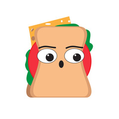 Isolated surprised sandwich emote
