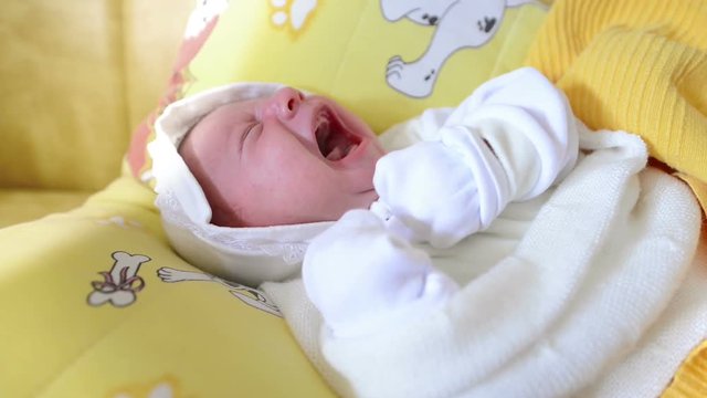 Newborn baby crying at maternity