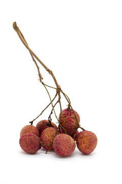 Image of Fresh Lychee Kom (Litchi Chinensis) on white background. Vegetables. Food.