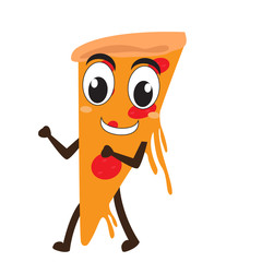 Isolated happy slice of pizza