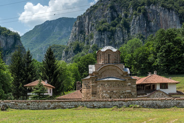 Fototapeta premium Panoramic view of medieval Poganovo Monastery of St. John the Theologian, Serbia