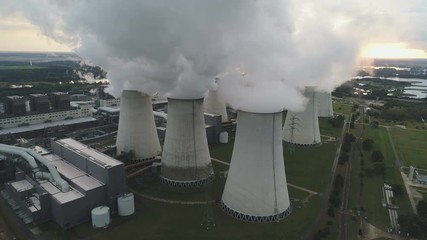 Aerial view of coal fired power station in Germany