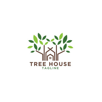 Tree house logo design template