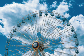 Ferris Wheel at Ocean CIty New Jersey Boardwalk with Blue Sky and Epic Clouds