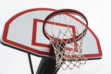 Red Outdoor Basketball Hoop with small backboard