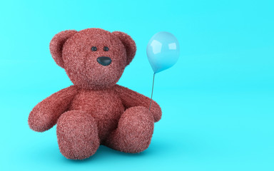 3d Teddy bear with balloon © Mego-studio