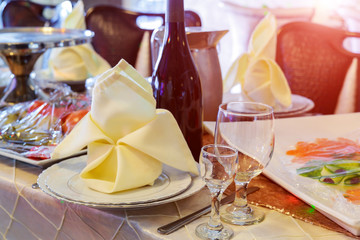 Served with a plate on the table