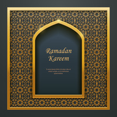 Ramadan Kareem Islamic design mosque golden door window tracery