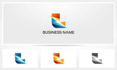 L Letter Bolt Thunder Lightning Logo