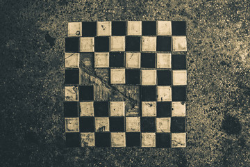 Checkers table old vintage background.