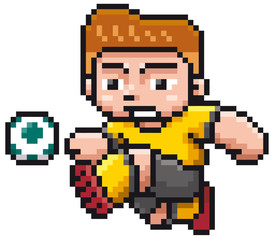 Vector illustration of Cartoon Soccer player - Pixel design