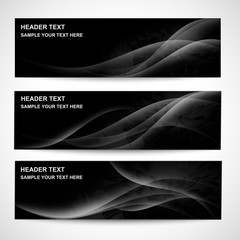 Fototapeta premium Abstract header color wave design element with white lighting effect. White line and wave.Black backgrounds