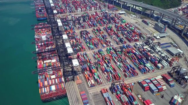 Aerial view of Kwai Tsing Container Terminals in Hong Kong