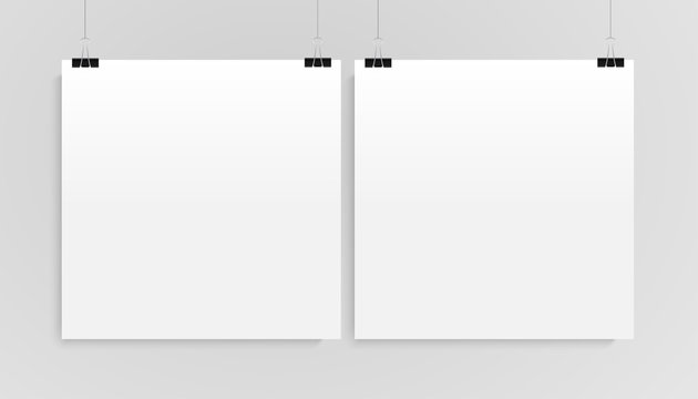 Two Vertical Poster Mockup Square. Mock-up.