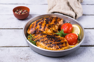 Fried chicken breasts