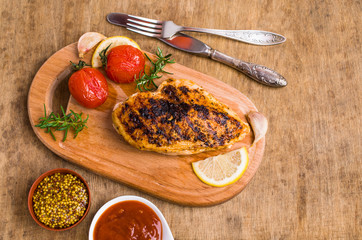 Fried chicken breasts