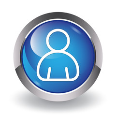 People icon glossy blue button