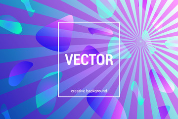 Vector colorful background with dynamic shapes and rays in trendy colors.