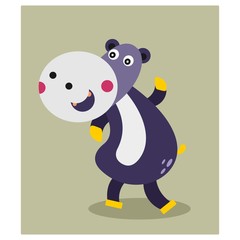 cute chubby fat purple hippopotamus mascot cartoon character