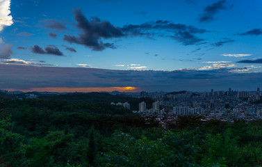 Sunset view of Seoul from Mt. Kwanak