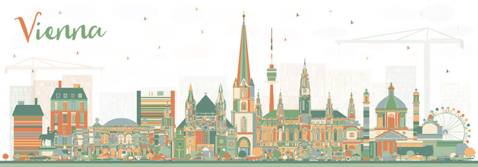 Obraz premium Vienna Austria City Skyline with Color Buildings.
