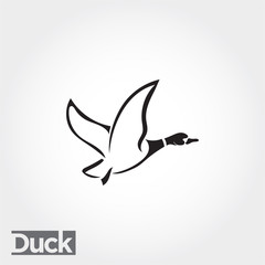 side Flying duck, goose, swan logo art
