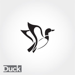 Obraz premium side Flying duck, goose, swan logo art
