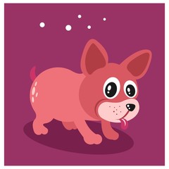 cute little pink puppy dog mascot cartoon character