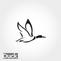 Fototapeta premium side Flying up duck, goose, swan logo art