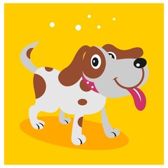 funny happy little dog puppy mascot cartoon character