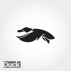 side Flying duck, goose, swan logo art