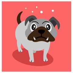 happy cute little puppy bulldog mascot cartoon character