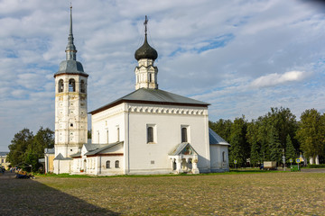 Old Church on the Central trade square of Suzdal. Historical places of Russia.