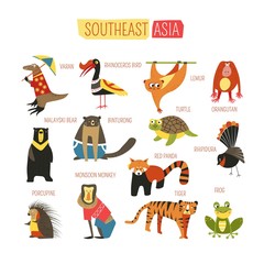 South East Asia animals vector cartoon design © Sonulkaster