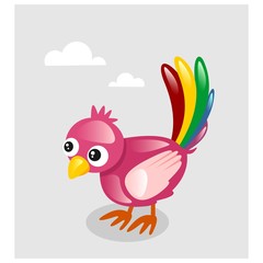 cute little colorful bird mascot cartoon character
