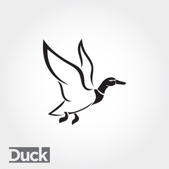 elegant line art Flying duck, goose, swan logo