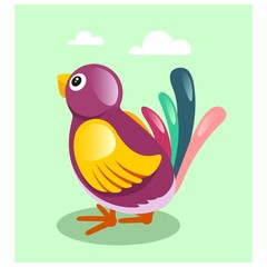 cute little colorful bird mascot cartoon character
